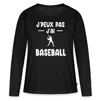 je peux pas j'ai baseball cadeau baseballeur - T-shirt manches longues Premium bio Femme - noir - Devant - Julia (174cm)