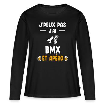Radfahrer Ich kann nicht Ich kann keinen BMX Aperitif haben - Frauen Premium Bio Langarmshirt - Schwarz - Vorne - Julia (174cm)