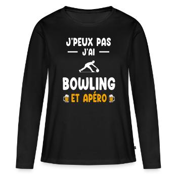bouliste je peux pas j'ai bowling apéro - T-shirt manches longues Premium bio Femme - noir - Devant - Julia (174cm)