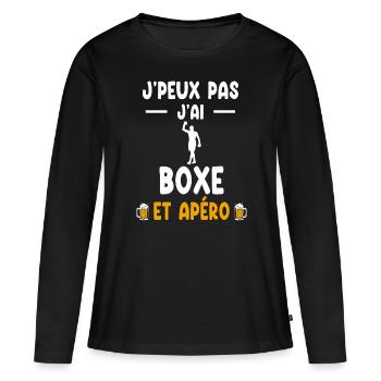 boxer I can't I boxed man aperitif - Women's Premium Organic Long Sleeve Shirt - black - Front - Julia (174cm)