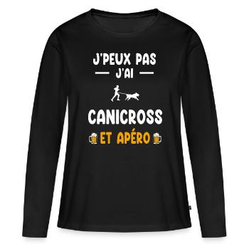 Trainer Ich kann nicht Ich kann Canicross Aperitif trinken - Frauen Premium Bio Langarmshirt - Schwarz - Vorne - Julia (174cm)