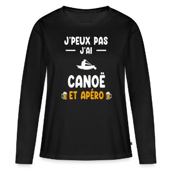 Kanute Ich kann nicht Ich kann Kanu Apéro trinken - Frauen Premium Bio Langarmshirt - Schwarz - Vorne - Julia (174cm)