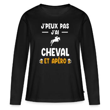 Reiter Ich kann nicht Ich habe Pferd Mann Aperitif - Frauen Premium Bio Langarmshirt - Schwarz - Vorne - Julia (174cm)