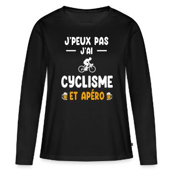 cyclist I can't I have cycling aperitif - Women's Premium Organic Long Sleeve Shirt - black - Front - Julia (174cm)