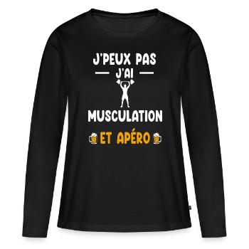 Sportsman I can't I have bodybuilding aperitif - Women's Premium Organic Long Sleeve Shirt - black - Front - Julia (174cm)