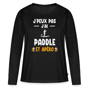 paddleur je peux pas j'ai paddle apéro - T-shirt manches longues Premium bio Femme - noir - Devant - Julia (174cm)