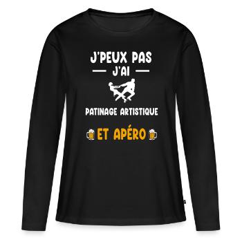 Eiskunstläufer Ich kann nicht Ich Eiskunstlauf Aperitif - Frauen Premium Bio Langarmshirt - Schwarz - Vorne - Julia (174cm)