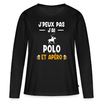 Cavalier I can't I have Polo Aperitif - Frauen Premium Bio Langarmshirt - Schwarz - Vorne - Julia (174cm)