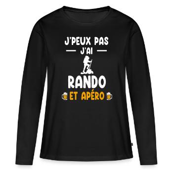 Wanderer Ich kann nicht Ich habe Rando-Aperitif - Frauen Premium Bio Langarmshirt - Schwarz - Vorne - Julia (174cm)
