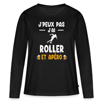 Roller Ich kann nicht Ich kann Roller Aperitif - Frauen Premium Bio Langarmshirt - Schwarz - Vorne - Julia (174cm)