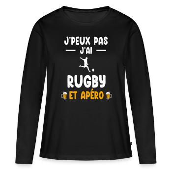 rugby player I can't I have rugby aperitif - Women's Premium Organic Long Sleeve Shirt - black - Front - Julia (174cm)
