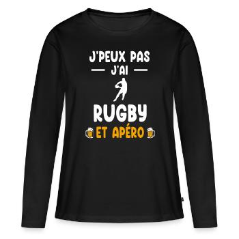 rugbyman I can't I have rugby man aperitif - Women's Premium Organic Long Sleeve Shirt - black - Front - Julia (174cm)