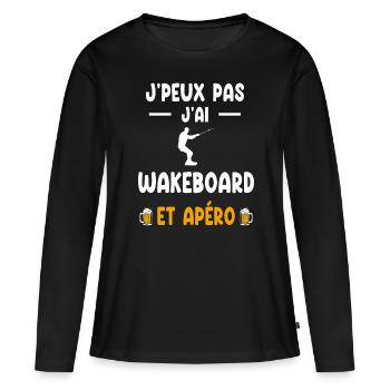 Wakeboarder Ich kann nicht Ich kann Wakeboard-Aperitif haben - Frauen Premium Bio Langarmshirt - Schwarz - Vorne - Julia (174cm)