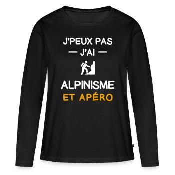 I can't I have mountaineering aperitif mountaineering - Frauen Premium Bio Langarmshirt - Schwarz - Vorne - Julia (174cm)