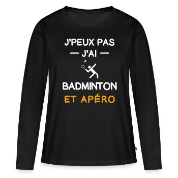 je peux pas j'ai badminton apéro badiste - T-shirt manches longues Premium bio Femme - noir - Devant - Julia (174cm)