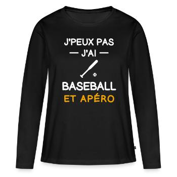 je peux pas j'ai baseball apéro baseballeur - T-shirt manches longues Premium bio Femme - noir - Devant - Julia (174cm)