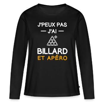 Ich kann nicht, ich habe Billardbälle, Aperitif, Billardspieler, - Frauen Premium Bio Langarmshirt - Schwarz - Vorne - Julia (174cm)