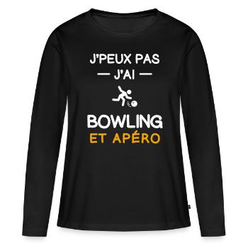 je peux pas j'ai bowling apéro bouliste - T-shirt manches longues Premium bio Femme - noir - Devant - Julia (174cm)
