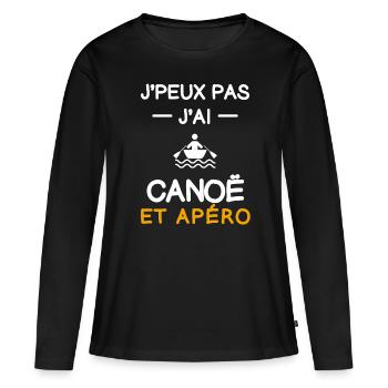 je peux pas j'ai canoë apéro canoéiste - T-shirt manches longues Premium bio Femme - noir - Devant - Julia (174cm)