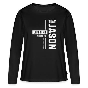 Membre à vie de l’équipe Jason Funny Name Jason - T-shirt manches longues Premium bio Femme - noir - Devant - Julia (174cm)