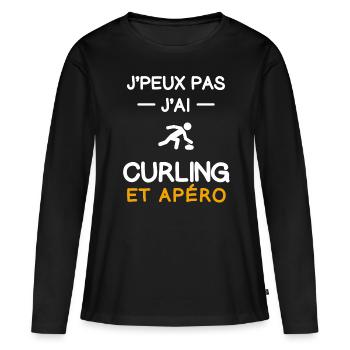 I can't I curling aperitif curler - Women's Premium Organic Long Sleeve Shirt - black - Front - Julia (174cm)