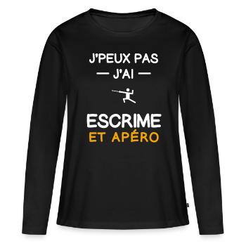 Ich kann nicht Ich habe Fechten Aperitif Fechter - Frauen Premium Bio Langarmshirt - Schwarz - Vorne - Julia (174cm)