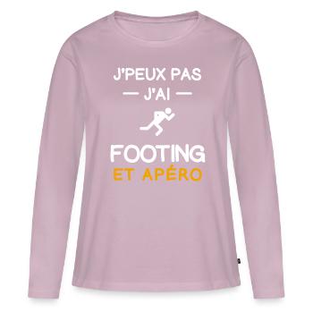 je peux pas j'ai footing apéro coureur - T-shirt manches longues Premium bio Femme - rose poudré - Devant - Julia (174cm)