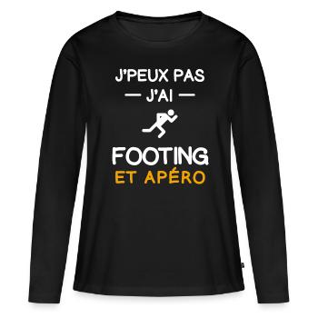 je peux pas j'ai footing apéro coureur - T-shirt manches longues Premium bio Femme - noir - Devant - Julia (174cm)