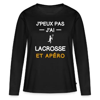 je peux pas j'ai lacrosse apéro hockeyeur - T-shirt manches longues Premium bio Femme - noir - Devant - Julia (174cm)