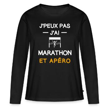 I can't I have marathon aperitif runner - Women's Premium Organic Long Sleeve Shirt - black - Front - Julia (174cm)