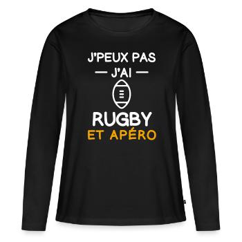 I can't I have rugby ball aperitif rugbyman - Women's Premium Organic Long Sleeve Shirt - black - Front - Julia (174cm)