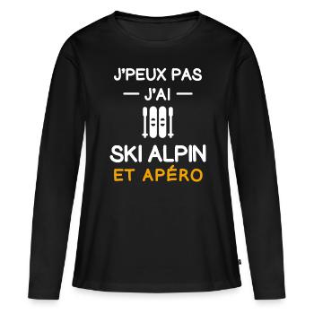 Ich kann nicht haben Ich Ski Alpin Aperitif Skifahrer - Frauen Premium Bio Langarmshirt - Schwarz - Vorne - Julia (174cm)