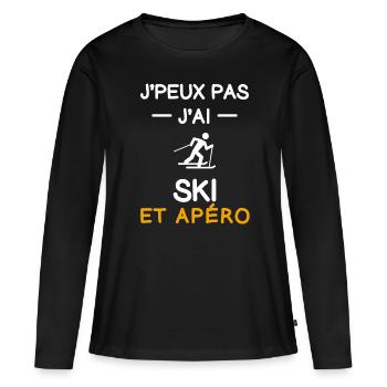 I can't I have ski aperitif skier - Frauen Premium Bio Langarmshirt - Schwarz - Vorne - Julia (174cm)
