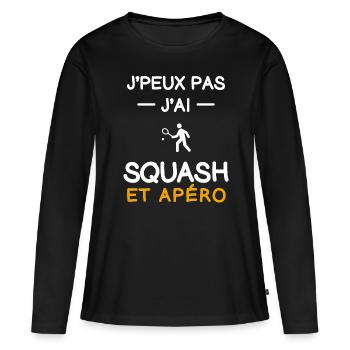 je peux pas j'ai squash apéro badiste - T-shirt manches longues Premium bio Femme - noir - Devant - Julia (174cm)