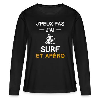 I can't I have surf apéro surfer - Frauen Premium Bio Langarmshirt - Schwarz - Vorne - Julia (174cm)