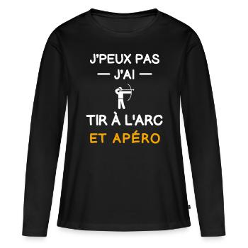 je peux pas j'ai tir à l'arc apéro archer - T-shirt manches longues Premium bio Femme - noir - Devant - Julia (174cm)