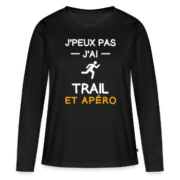 je peux pas j'ai trail apéro trailleur - T-shirt manches longues Premium bio Femme - noir - Devant - Julia (174cm)