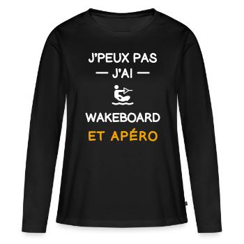 je peux pas j'ai wakeboard apéro wakeboardeur - T-shirt manches longues Premium bio Femme - noir - Devant - Julia (174cm)