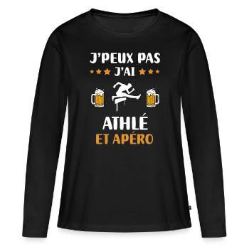I can't hurdle race aperitif humor gift - Women's Premium Organic Long Sleeve Shirt - black - Front - Julia (174cm)