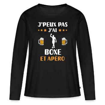 je peux pas j'ai boxe homme apéro humour cadeau - T-shirt manches longues Premium bio Femme - noir - Devant - Julia (174cm)