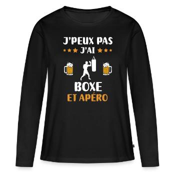 je peux pas j'ai boxe apéro humour cadeau - T-shirt manches longues Premium bio Femme - noir - Devant - Julia (174cm)