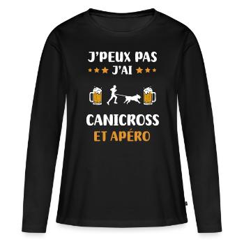 Ich kann nicht Ich Canicross Aperitif Humor Geschenk - Frauen Premium Bio Langarmshirt - Schwarz - Vorne - Julia (174cm)