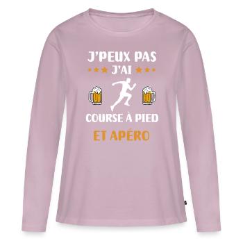 Ich kann nicht Ich lief Aperitif Humor Geschenk - Frauen Premium Bio Langarmshirt - Altrosa - Vorne - Julia (174cm)