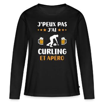 I can't I curling aperitif humor gift - Women's Premium Organic Long Sleeve Shirt - black - Front - Julia (174cm)