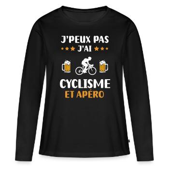I can't I have cycling aperitif humor gift - Women's Premium Organic Long Sleeve Shirt - black - Front - Julia (174cm)