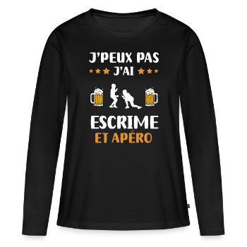 Ich kann nicht Fechten Aperitif Humor Geschenk - Frauen Premium Bio Langarmshirt - Schwarz - Vorne - Julia (174cm)