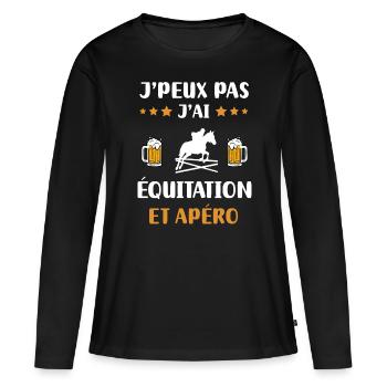 I can't I have horse riding aperitif humor gift - Women's Premium Organic Long Sleeve Shirt - black - Front - Julia (174cm)