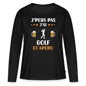 je peux pas j'ai golf apéro humour cadeau - T-shirt manches longues Premium bio Femme - noir - Devant - Julia (174cm)
