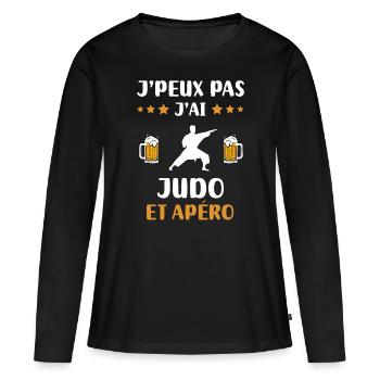 je peux pas j'ai judo apéro humour cadeau - T-shirt manches longues Premium bio Femme - noir - Devant - Julia (174cm)