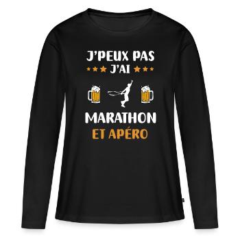I can't I have marathon aperitif humor gift - Women's Premium Organic Long Sleeve Shirt - black - Front - Julia (174cm)
